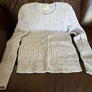 St. John's Bay Heather Gray/Blue Cable Knit Sweater